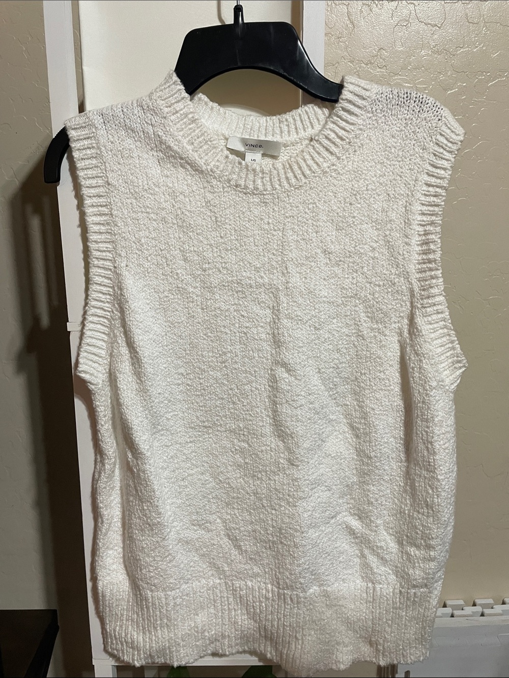 Vince Cream Textured Sleeveless Knit Vest